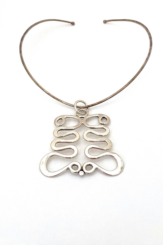 Plus Studios Norway Design large vintage silver Curves pendant Anna Greta Eker Scandinavian Modernist jewelry design