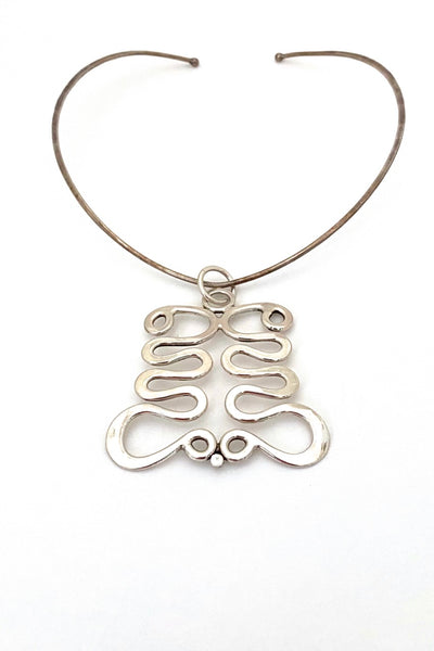 Plus Studios Norway Design large vintage silver Curves pendant Anna Greta Eker Scandinavian Modernist jewelry design