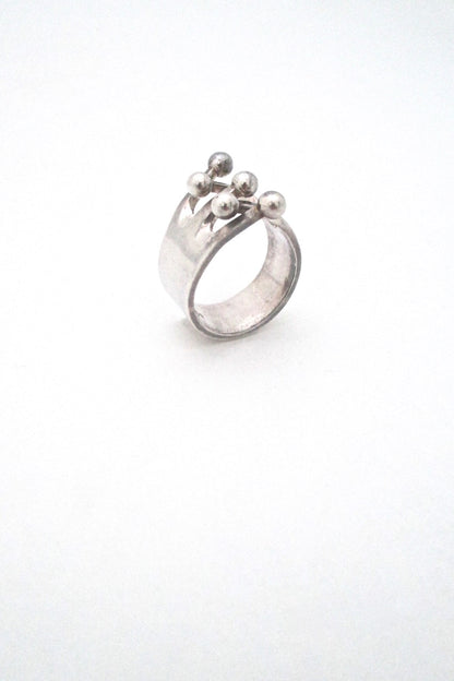Anna Greta Eker for Plus Studios Norway Design vintage silver 5 prong Jester ring Scandinavian Modern design