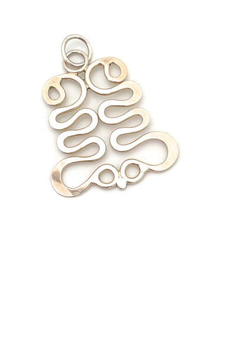 Anna Greta Eker Plus Studios Norway vintage silver large Curves pendant Scandinavian Modernist jewelry design