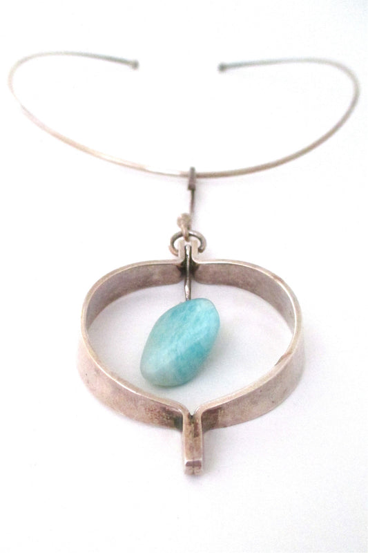 Anna Greta Eker for Plus Studios Norway Design Scandinavian Modernist silver neck ring & pendant