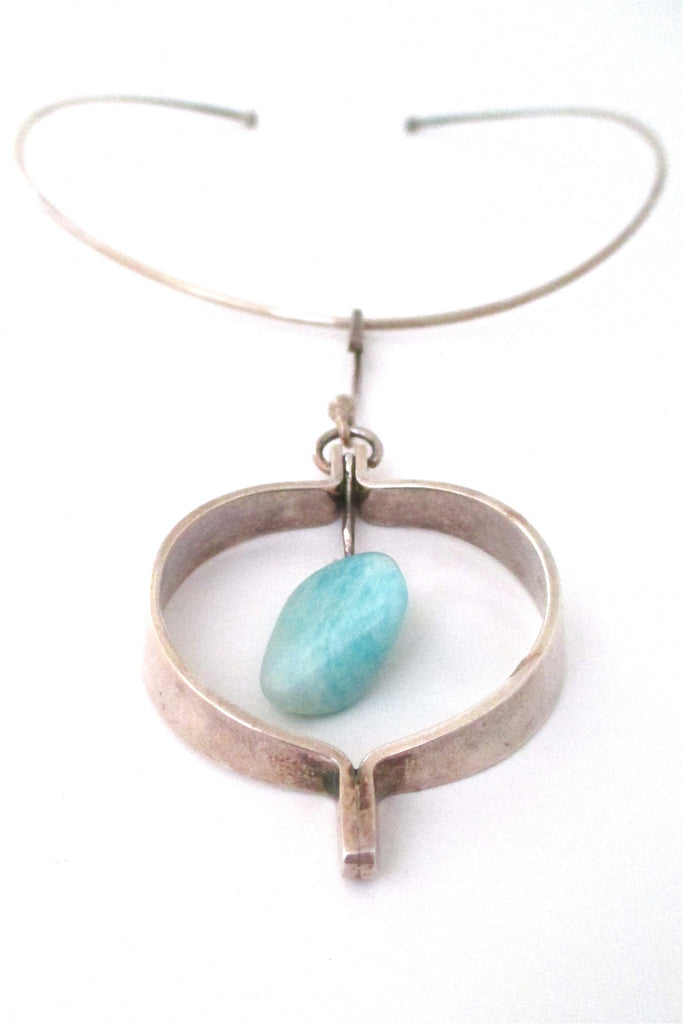 Anna Greta Eker for Plus Studios Norway Design Scandinavian Modernist silver neck ring & pendant