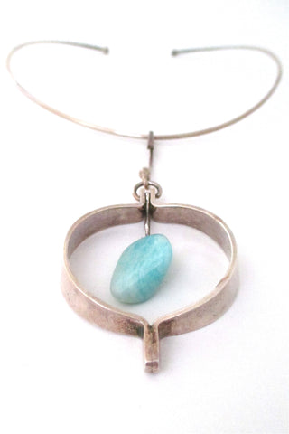 Anna Greta Eker for Plus Studios Norway Design Scandinavian Modernist silver neck ring & pendant