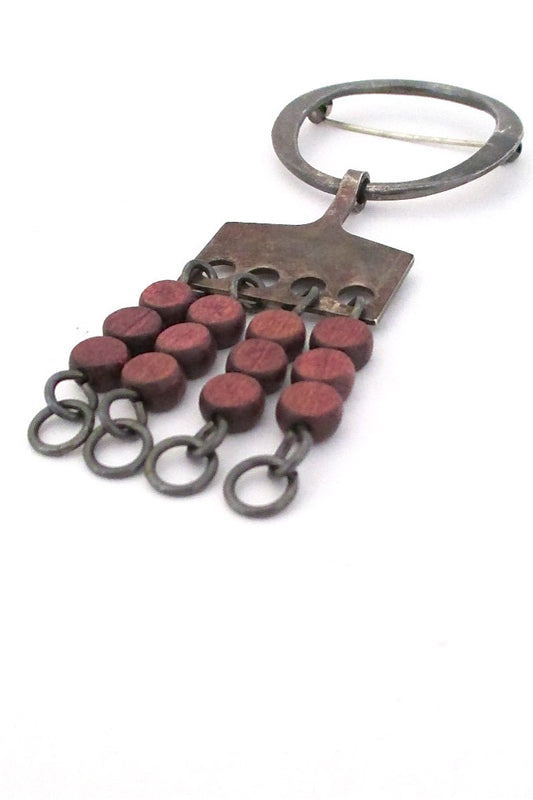 Anna Greta Eker Plus Studio Norway Design vintage silver wood kinetic brooch
