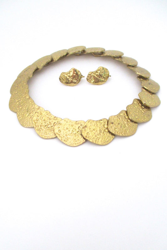Anne Dick USA vintage bronze necklace and earring set