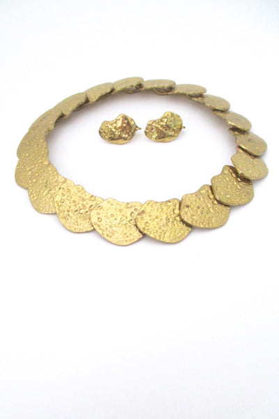 Anne Dick USA vintage bronze necklace and earring set