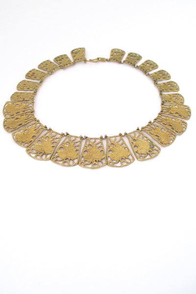 Anne Dick USA vintage pierced bronze large link necklace