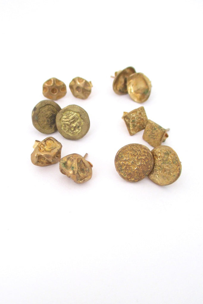Anne Dick USA vintage bronze earrings for pierced ears six pair