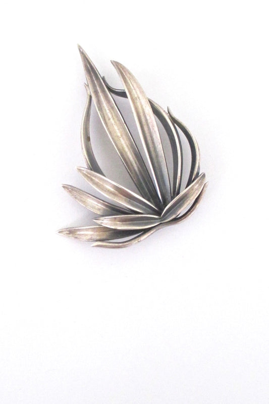 Anton Michelsen Denmark vintage silver Grass brooch by Gertrud Engel large version
