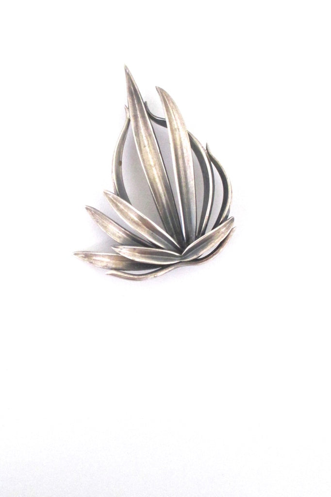 Anton Michelsen Denmark vintage silver Grass brooch by Gertrud Engel large version Scandinavian Modern jewelry design
