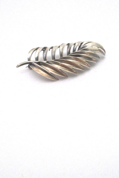 Anton Michelsen large vintage silver leaf brooch by Gertrud Engel rare