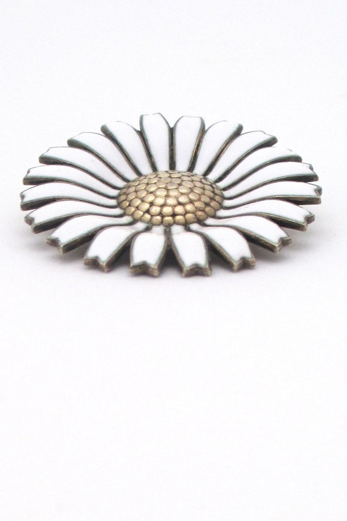 Anton Michelsen Denmark vintage classic large Marguerite daisy sterling and enamel brooch