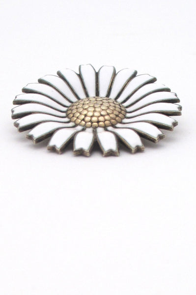 Anton Michelsen Denmark vintage classic large Marguerite daisy sterling and enamel brooch