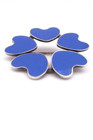Anton Michelsen Denmark vintage Scandinavian silver & enamel heart brooch