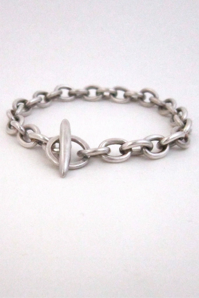 Anton Michelsen Denmark vintage silver heavy chain link toggle bracelet