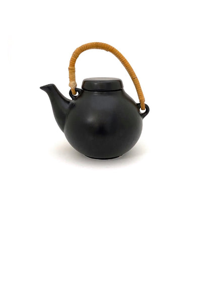 Arabia Finland vintage Scandinavian Modern ceramic GA1 teapot by Ulla Procope 1950s in matte black