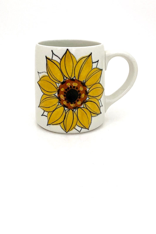 Arabia Finland vintage large Sunflower hand decorated mug Hilkke-Liisa Ahola Mid Century Modern design