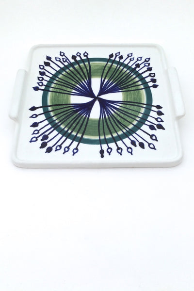 Arabia Finland vintage hand decorated mid century ceramic tab handled platter tray