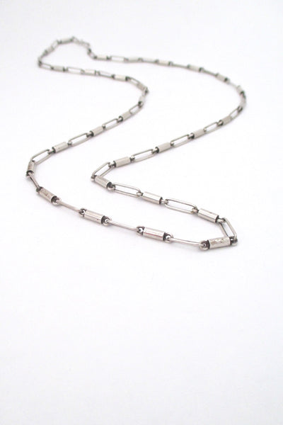 Arne Johansen Denmark long heavy silver link chain necklace Scandinavian Modern vintage jewelry
