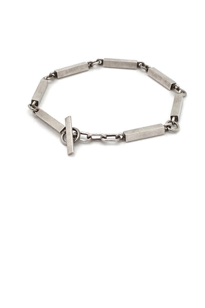 Arne Johansen Denmark vintage silver bars link chain bracelet Scandinavian Modernist jewelry design