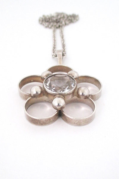 Arne Nordlie Norway vintage modernist silver rock crystal large pendant necklace