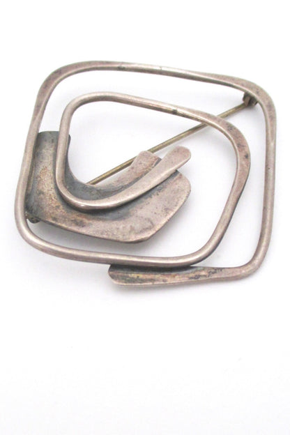 Art Smith USA vintage American Modernist large sterling silver brooch