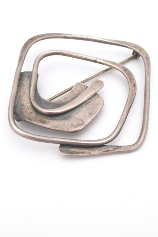 Art Smith USA vintage American Modernist large sterling silver brooch