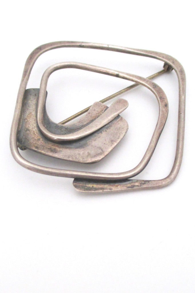 Art Smith USA vintage American Modernist large sterling silver brooch