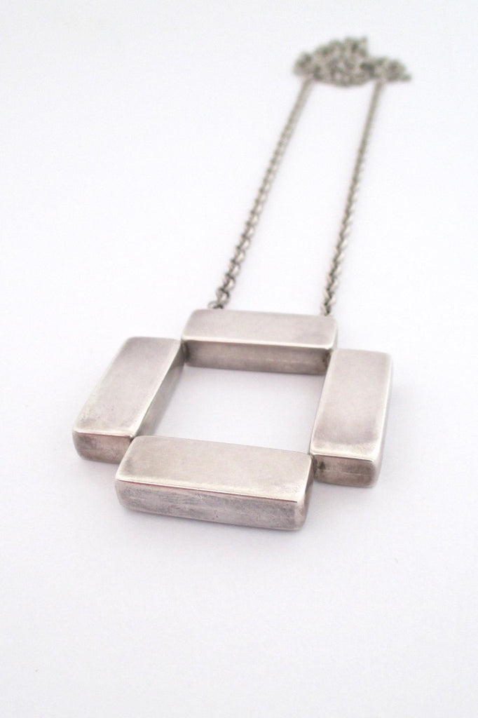 detail Georg Jensen Denmark large vintage Scandinavian Modern silver pendant necklace 379 by Astrid Fog