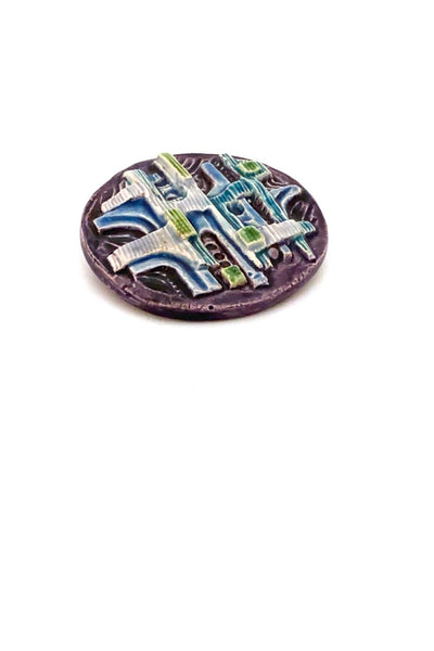 Avraham Pnina Gofer Israel vintage ceramic brooch pendant Modernist jewelry design