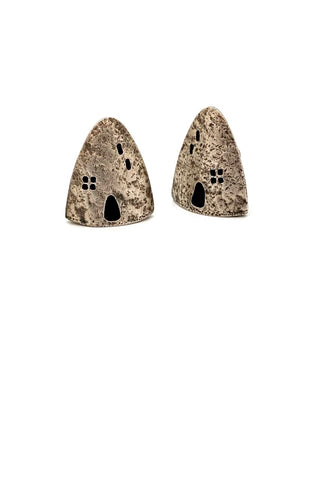 Talya Baharal Gene Gnida USA vintage textured silver ear clips