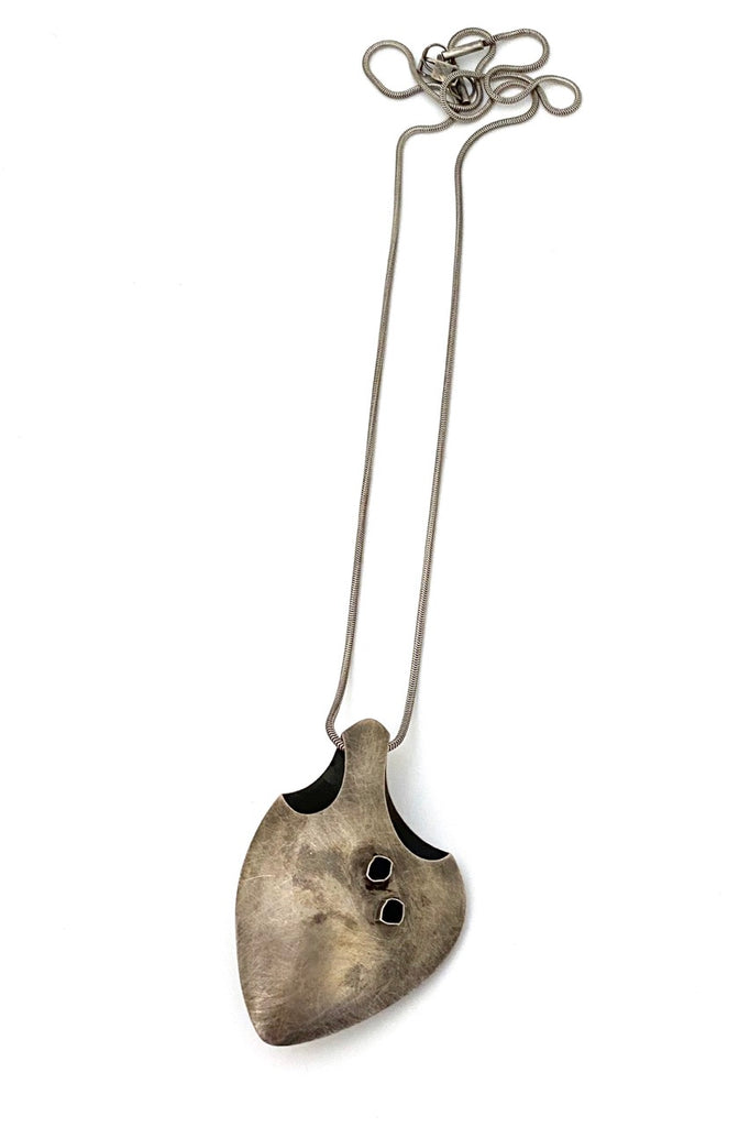 Talya Baharal Gene Gnida USA vintage textured silver pendant necklace brooch