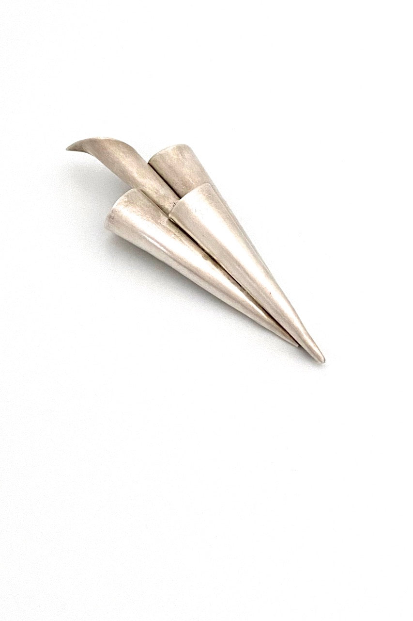 Barbara Stutman Canada vintage Postmodern sterling silver studio made brooch Tussie Mussie lapel posy holder