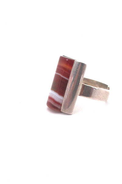 Bengt Hallberg Sweden vintage Scandinavian Modernist silver banded agate ring