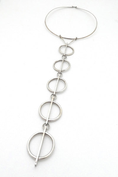 detail Hans Hansen Denmark vintage extra long rare pendant necklace by Bent Exner  Scandinavian Modern design jewelry