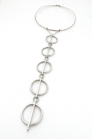 detail Hans Hansen Denmark vintage extra long rare pendant necklace by Bent Exner  Scandinavian Modern design jewelry