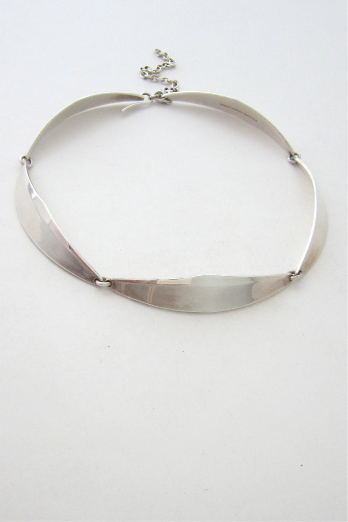Bent Knudsen Denmark vintage silver modernist boomerang necklace