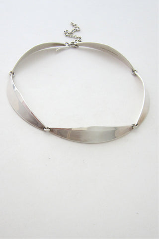 Bent Knudsen Denmark vintage silver modernist boomerang necklace