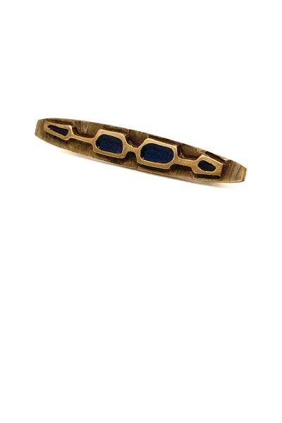 Bernard Chaudron Canada vintage bronze resin enamel bar pin brooch Modernist Canadian jewelry deign