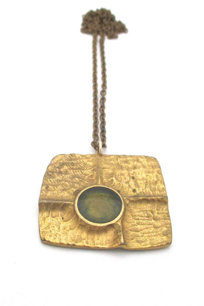 Bernard Chaudron Canada large vintage bronze brutalist sculptural pendant necklace