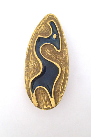 Bernard Chaudron Canada vintage brutalist bronze enamel abstract animal brooch