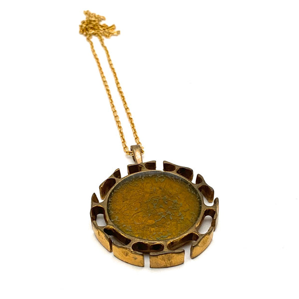 Bernard Chaudron two sided resin enamel & bronze necklace