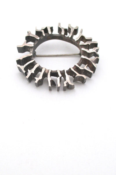 Bernard Chaudron Canada vintage brutalist silver circle brooch