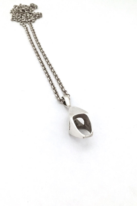Bernard Chaudron Canada vintage sterling silver brutalist sculptural pendant necklace Canadian Modernist jewelry design