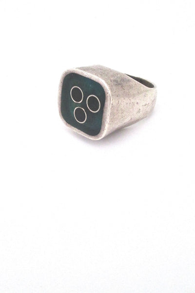Bernard CHhudron Canada vintage heavy sterling silver resin enamel Modernist ring rare
