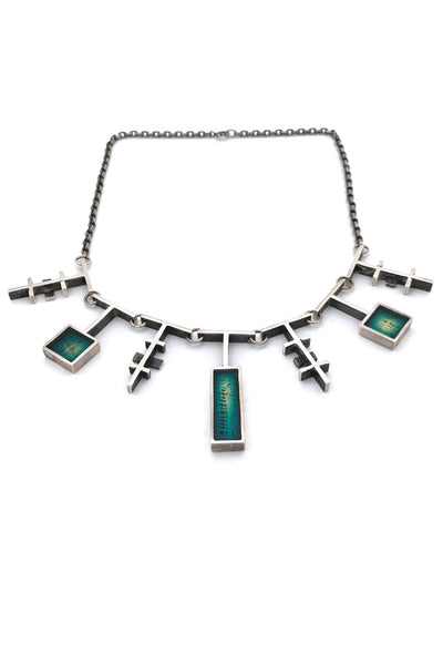 Bernard Chaudron Canada vintage sterling silver resin enamel necklace rare modernist jewellery design