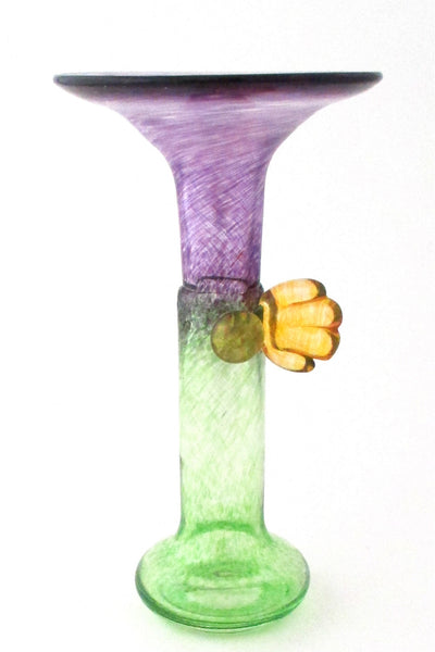 Bertil Vallien for Kosta Boda Sweden vintage Wind Pipe blown glass vase