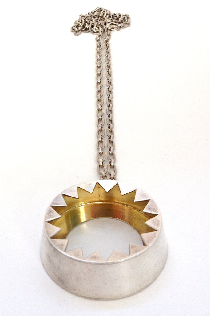 Birger Haglund Sweden rare large Scandinavian Modernist silver pendant necklace