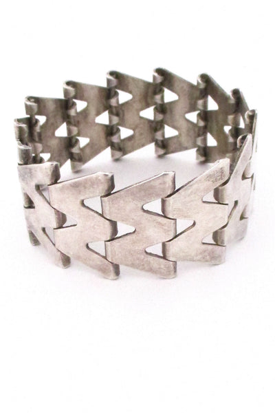 Birger Haglund Sweden vintage modernist Nordic design silver panel link bracelet