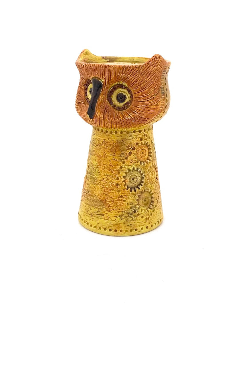 Bitossi Italy vintage ceramic owl candle holder sculpture Aldo Londi mid century modern design